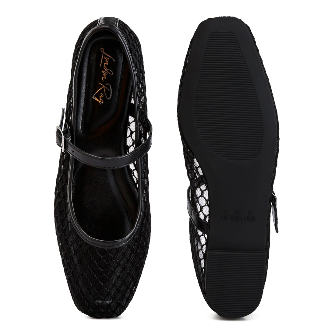 mesh mary jane flats#color_black