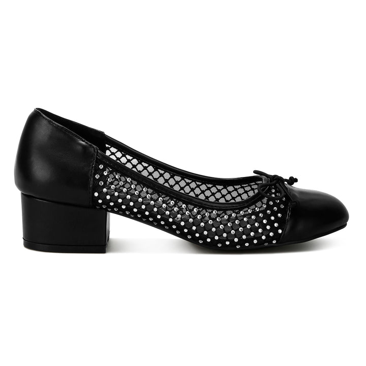 mesh ballerina pumps#color_black