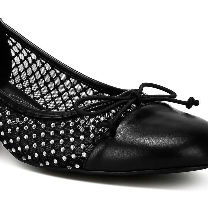 mesh ballerina pumps#color_black