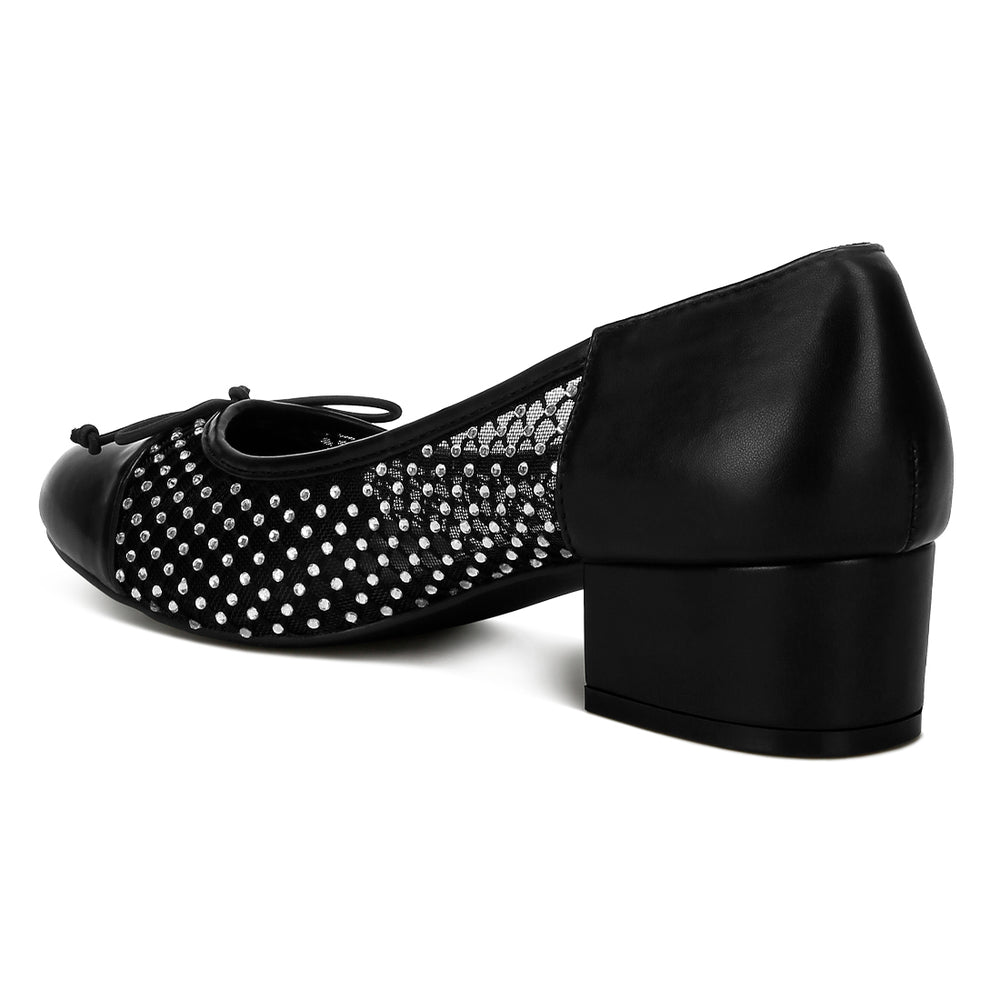 mesh ballerina pumps#color_black