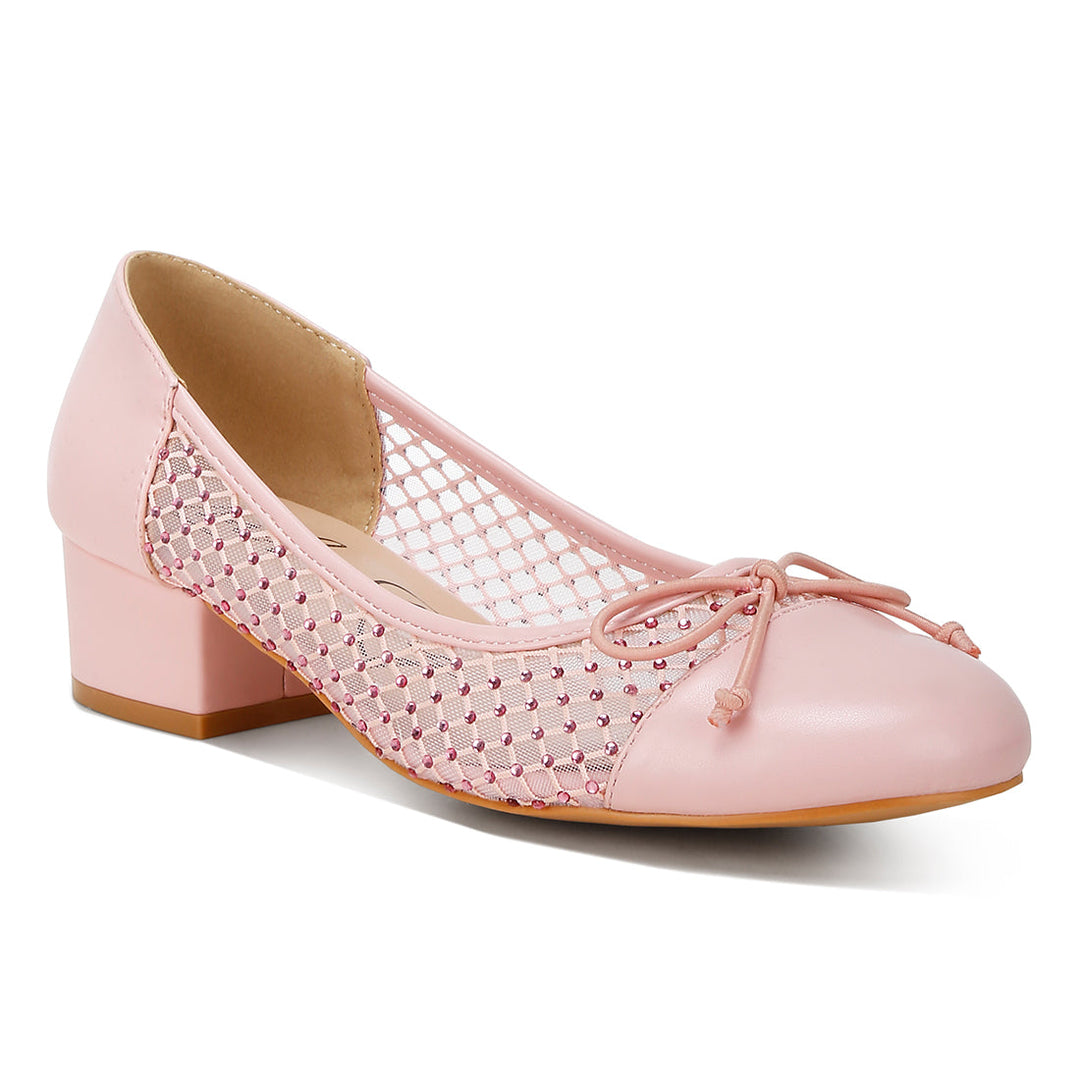 mesh ballerina pumps#color_pink