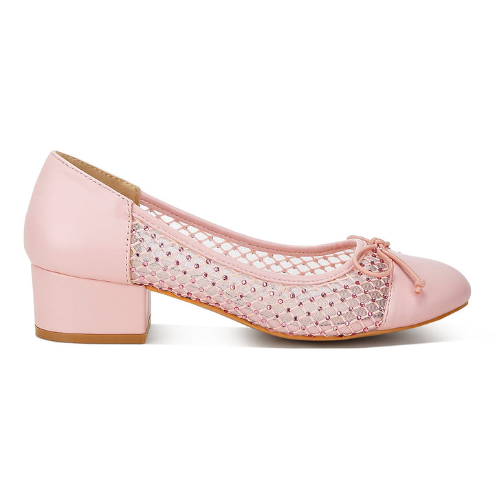 mesh ballerina pumps#color_pink