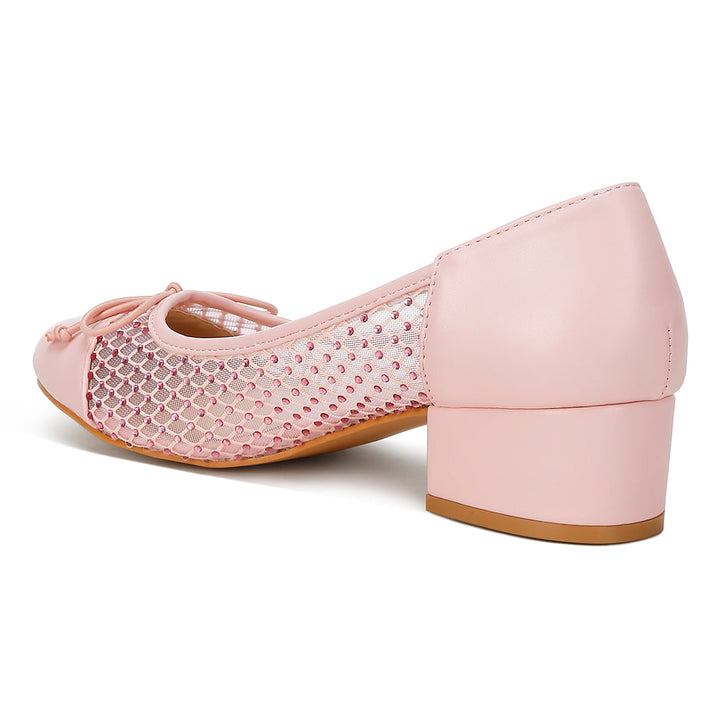 mesh ballerina pumps#color_pink