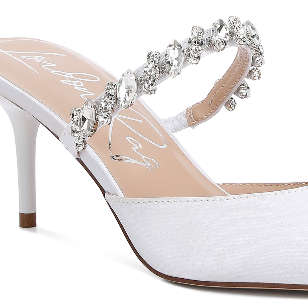 diamante stiletto mules sandals#color_white