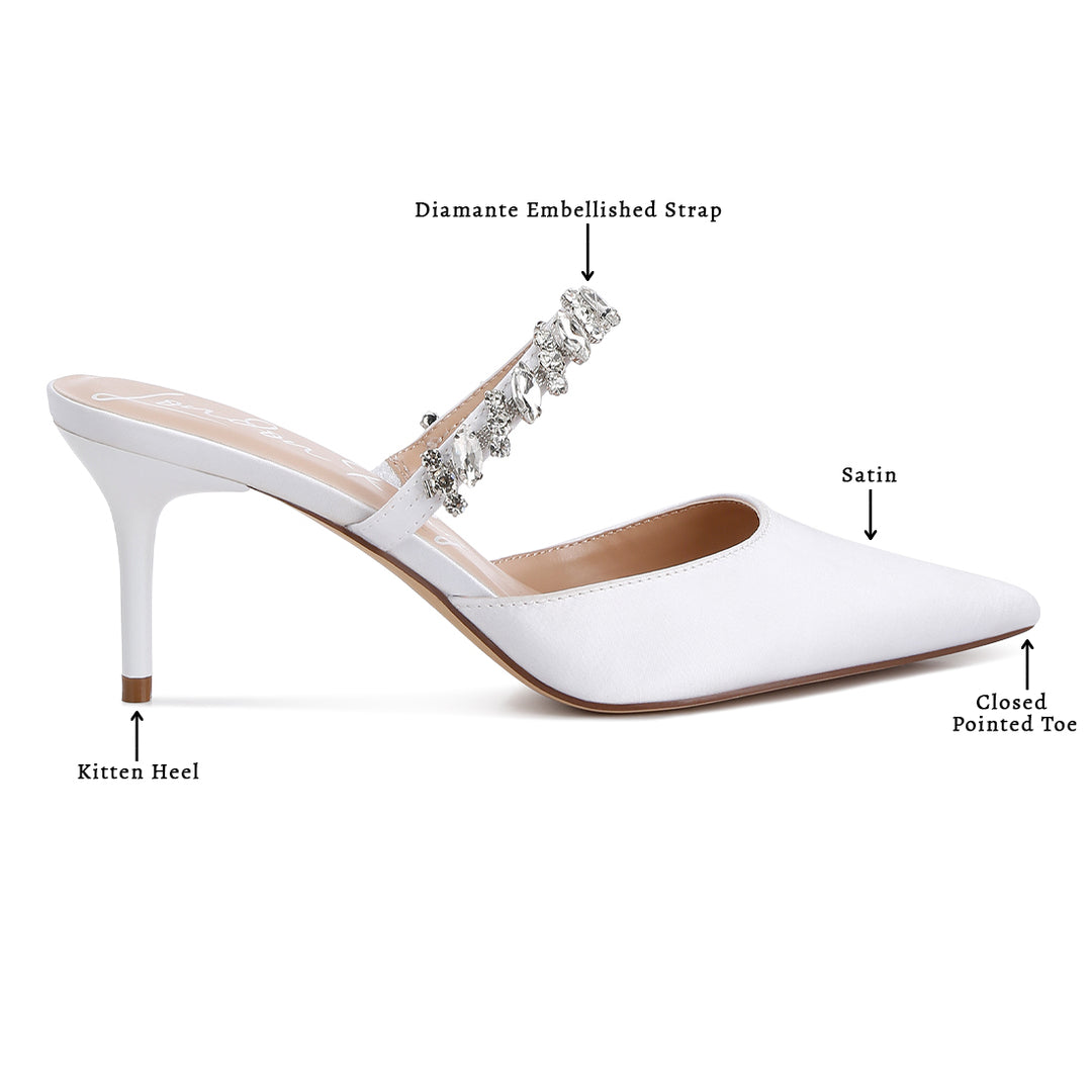 diamante stiletto mules sandals#color_white