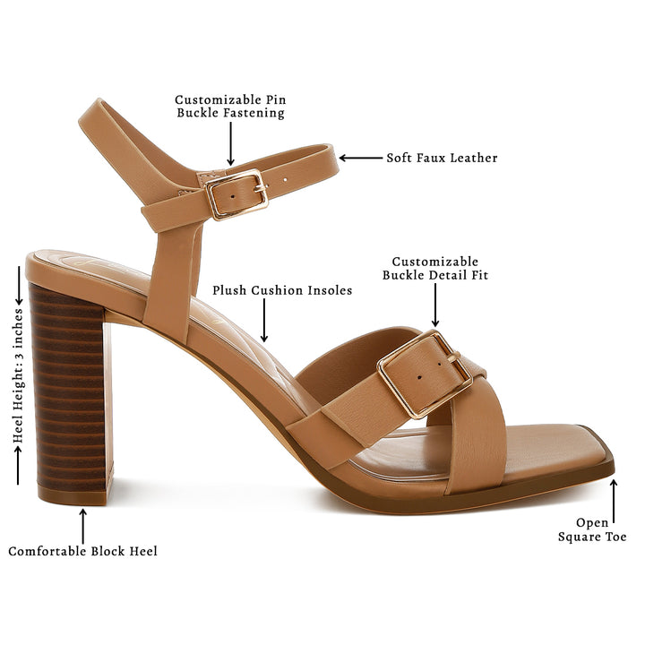 Buckle Detail Faux Leather Sandals