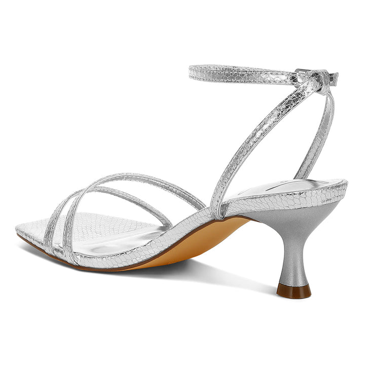 faux leather strappy sandals#color_silver