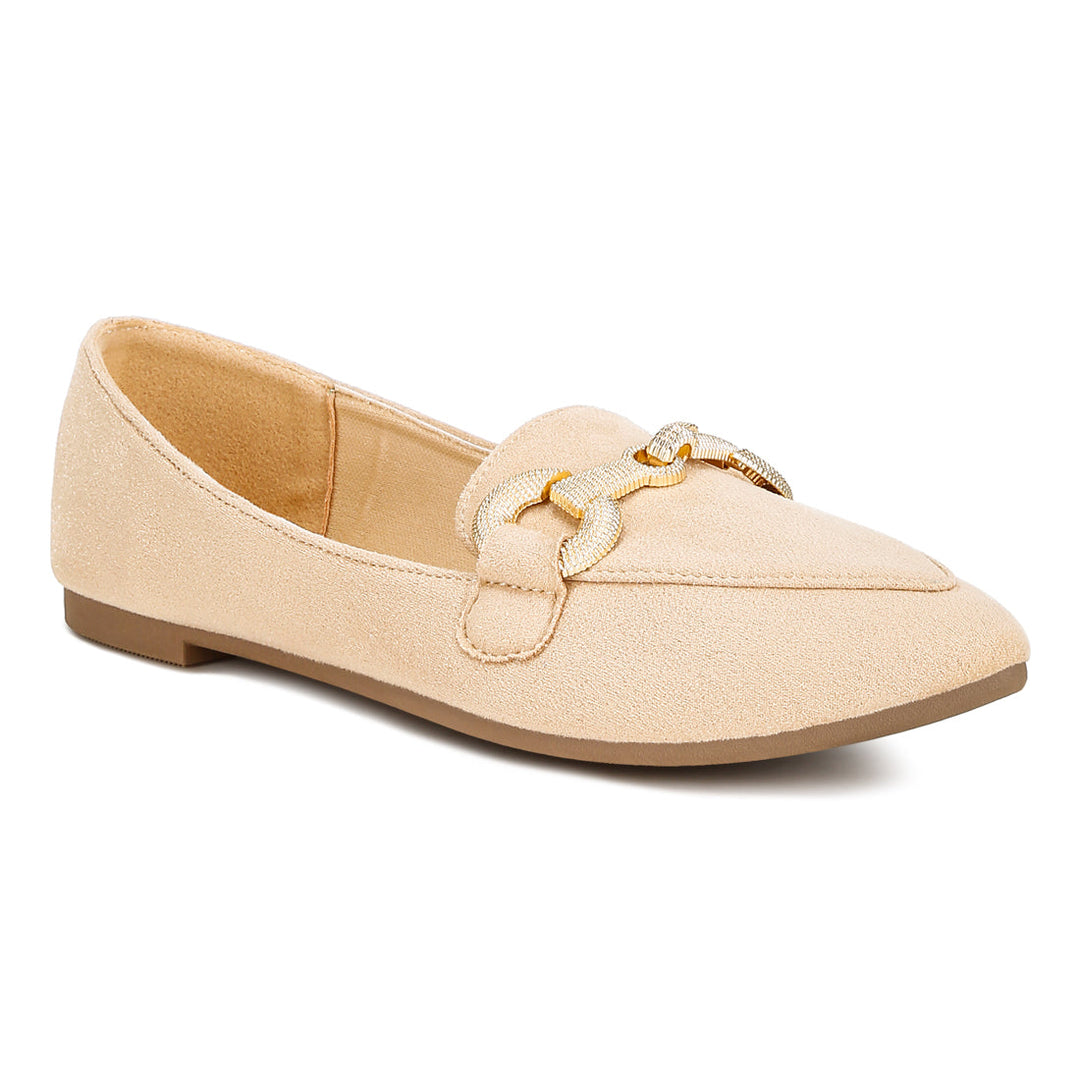 horsebit detail flexible loafers#color_beige