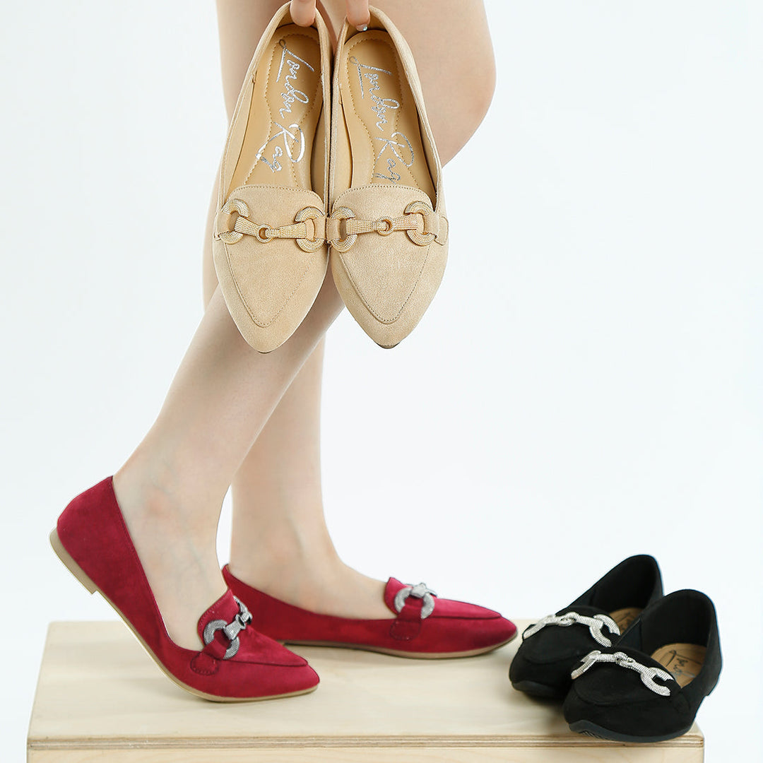 horsebit detail flexible loafers#color_burgundy