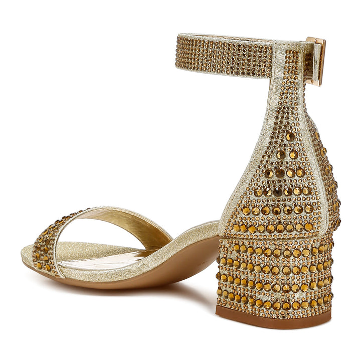 rhinestones embellished block sandals#color_gold