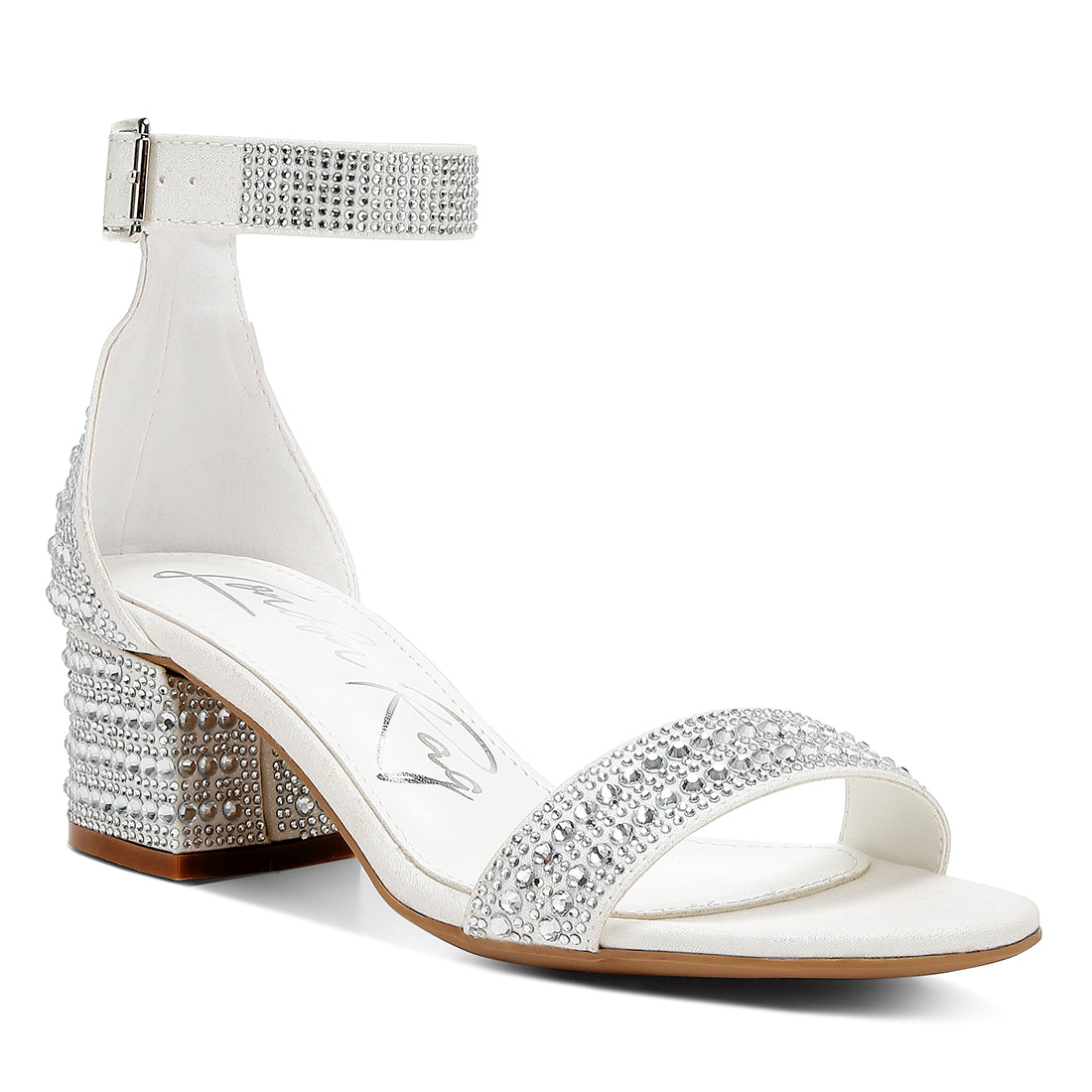rhinestones embellished block sandals#color_white