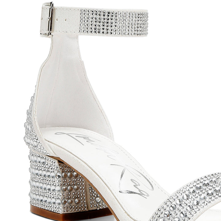 rhinestones embellished block sandals#color_white