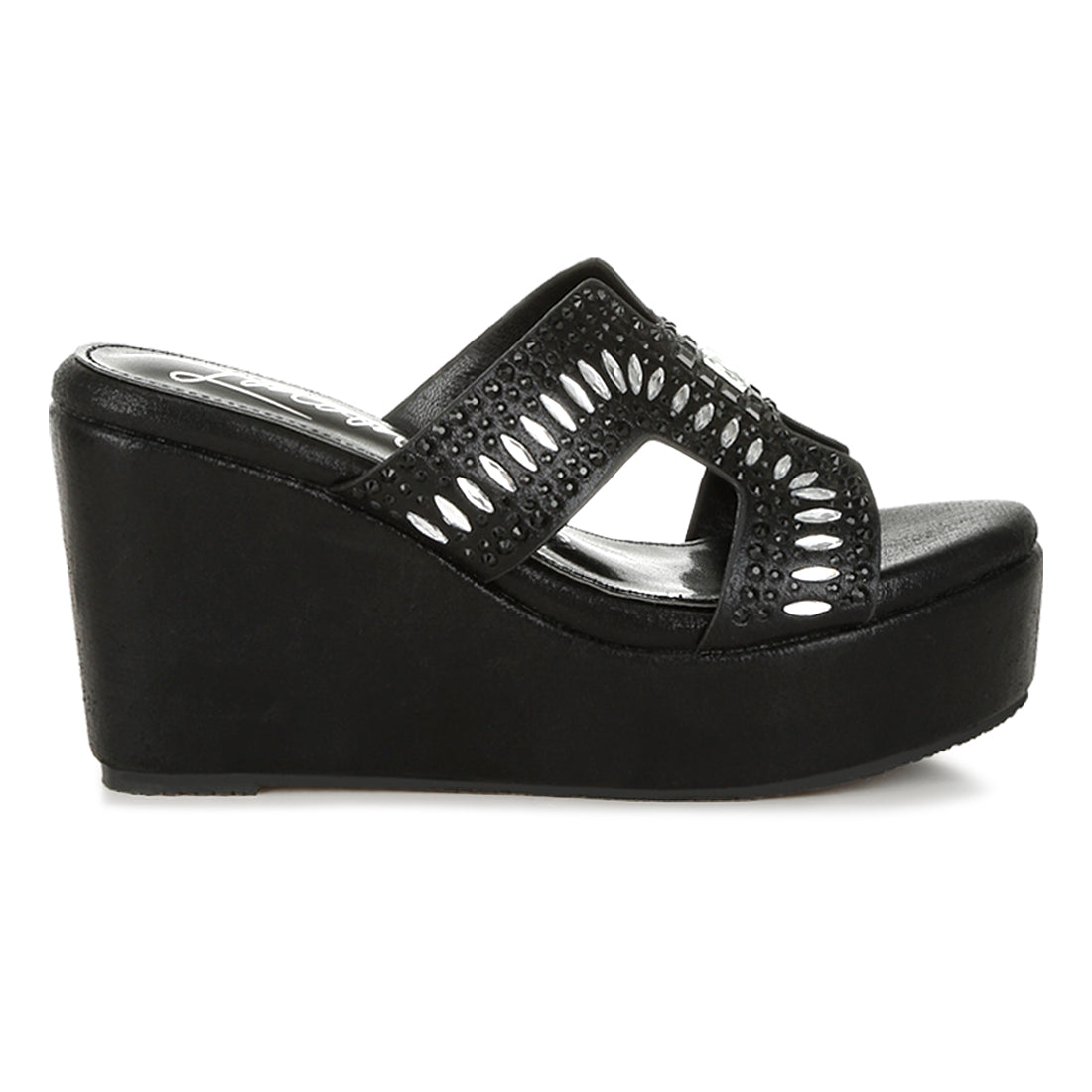 diamante & rhinestone detail cut-out sandals#color_black