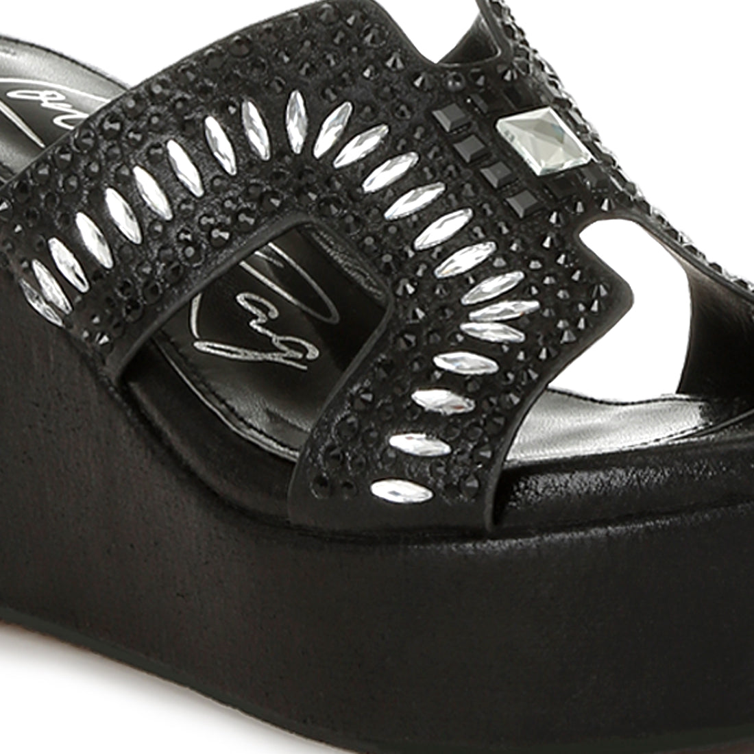 diamante & rhinestone detail cut-out sandals#color_black