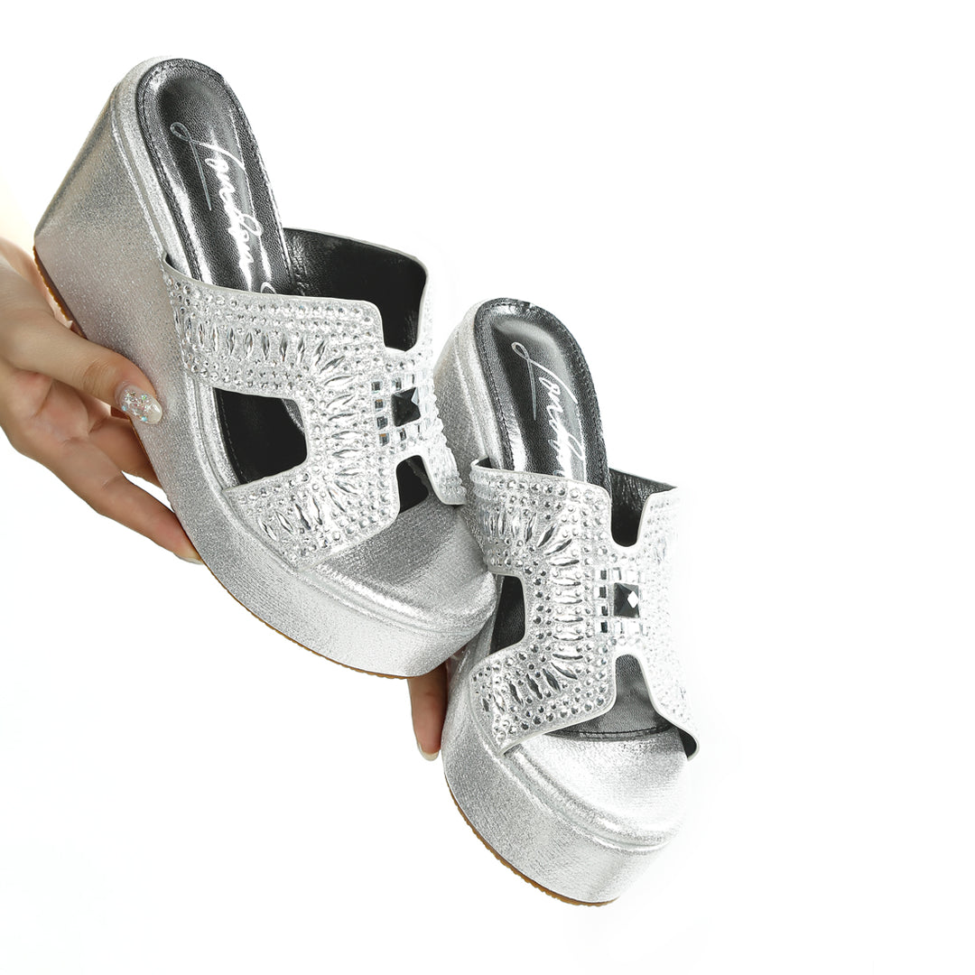 diamante & rhinestone detail cut-out sandals#color_silver