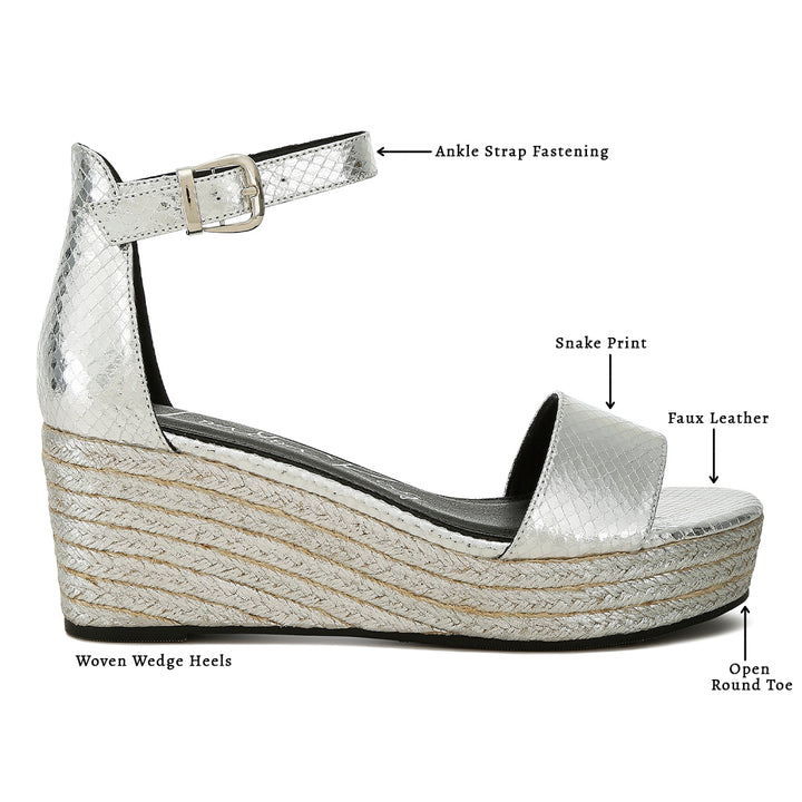 faux leather snake wedge espadrilles#color_silver