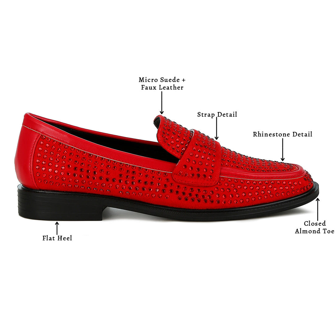 rhinestones embellished loafers#color_red