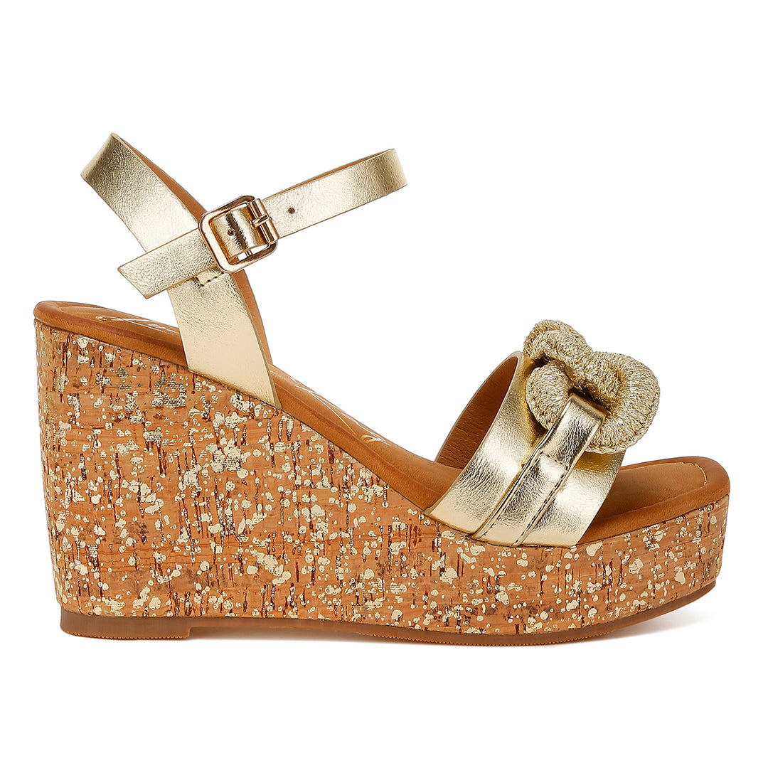 chain link detail wedge sandals#color_gold