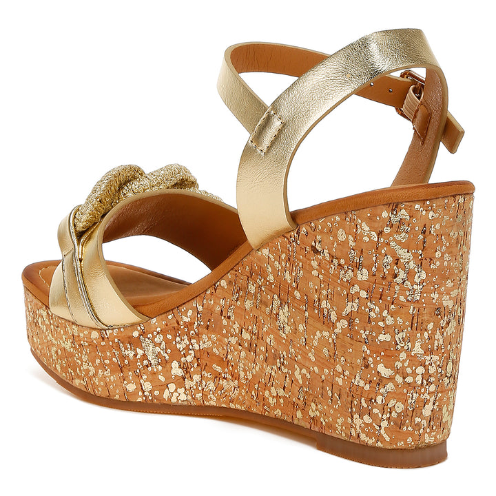 chain link detail wedge sandals#color_gold