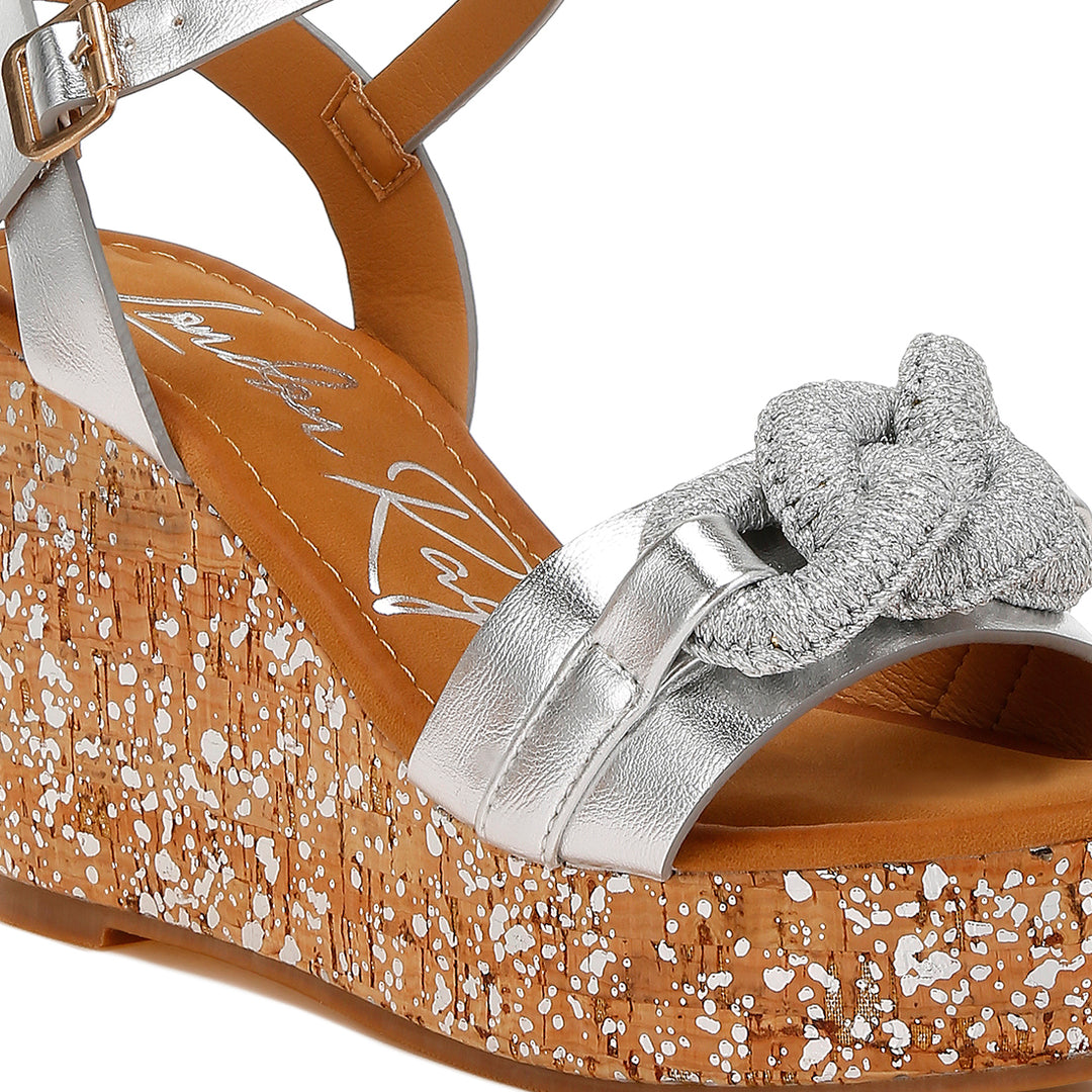 chain link detail wedge sandals#color_silver