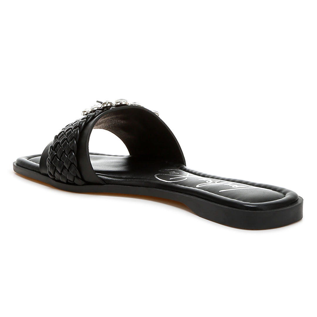 diamante flat sandals#color_black