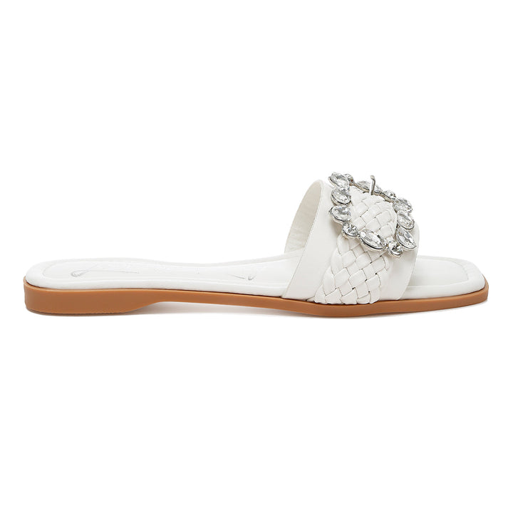 diamante flat sandals#color_white