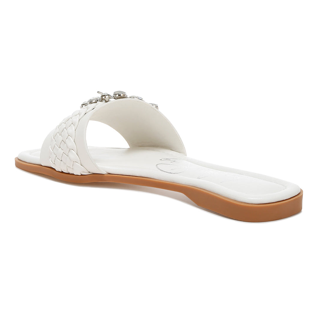 diamante flat sandals#color_white