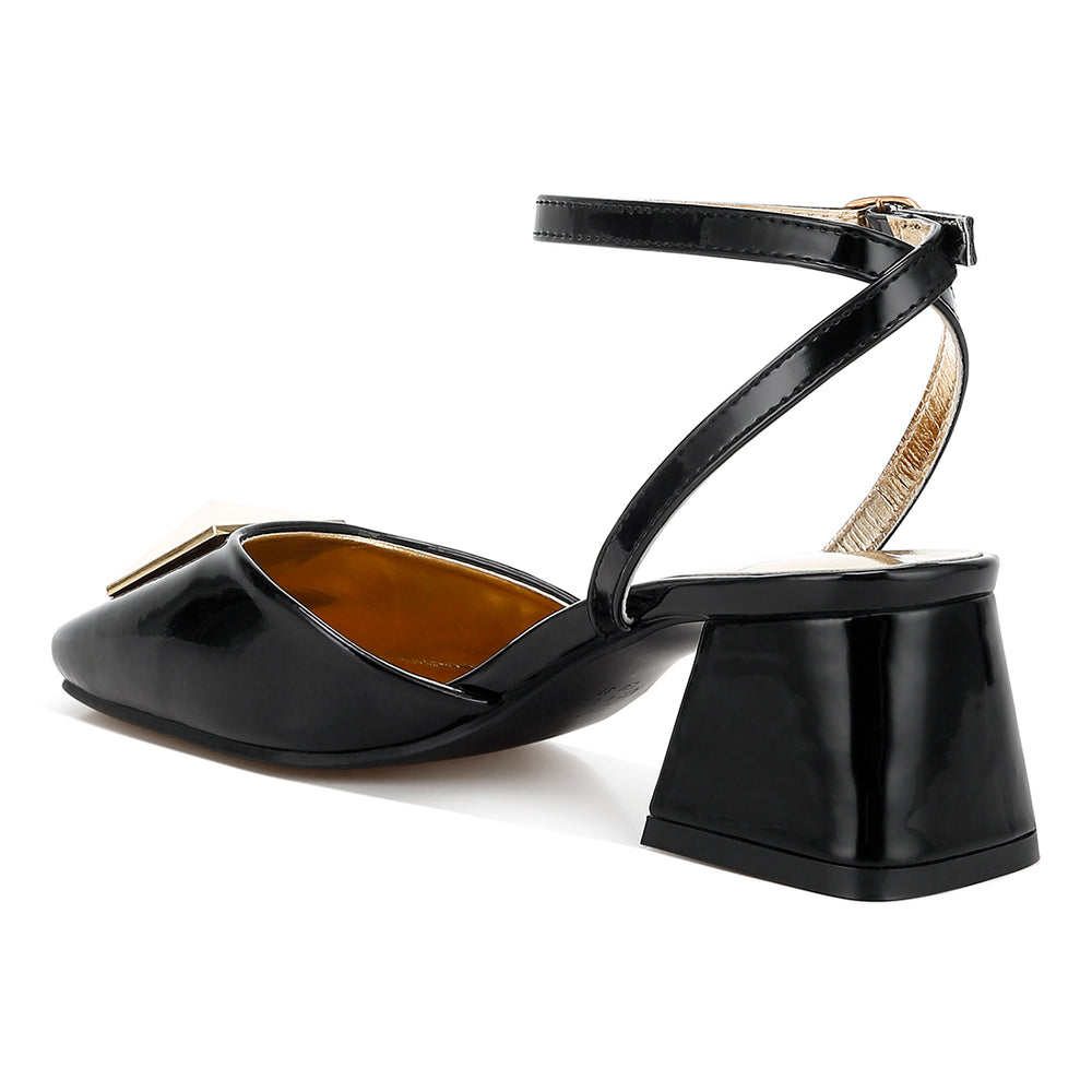 brooch detail ankle strap sandals#color_black