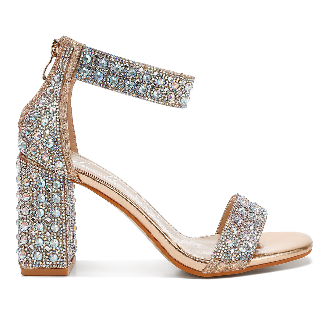 rhinestones and sequins block sandals#color_rose-gold