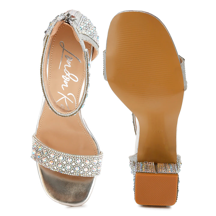 rhinestones and sequins block sandals#color_silver