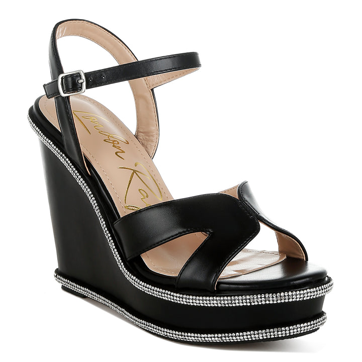 rhinestones embellished wedge sandals#color_black