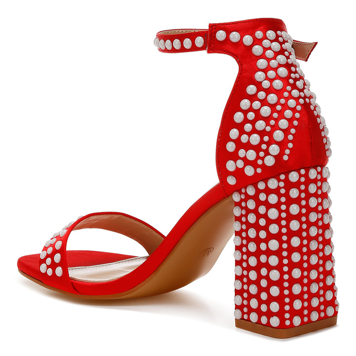 pearls embellished satin sandals#color_red