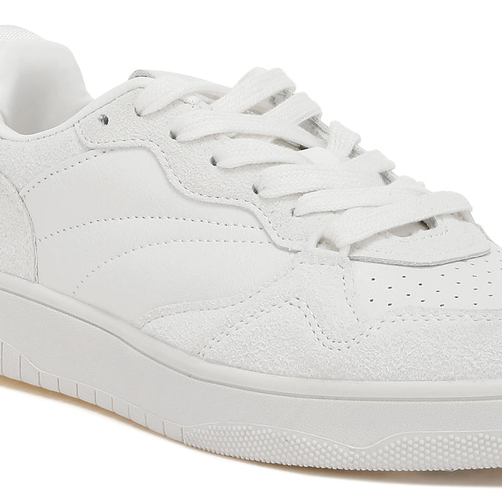 faux leather casual sneakers#color_white