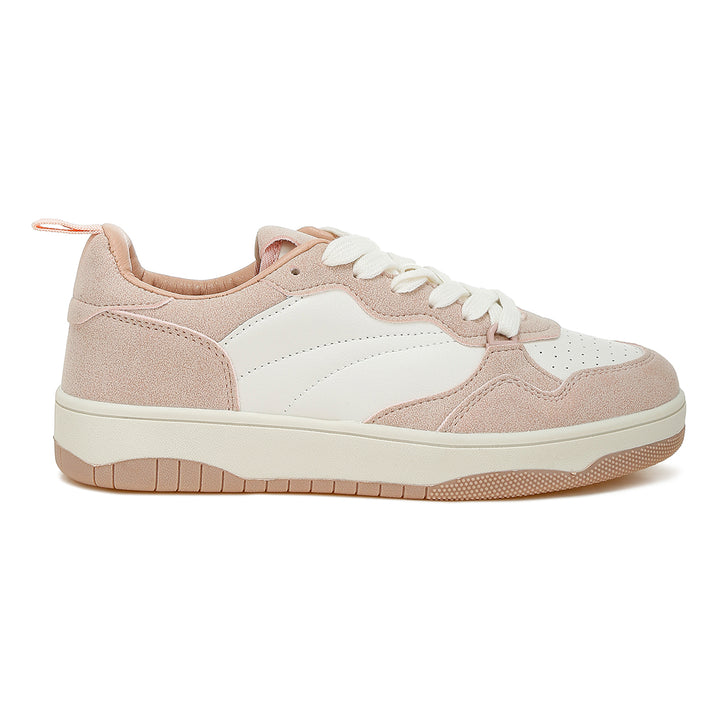 faux leather casual sneakers#color_pink