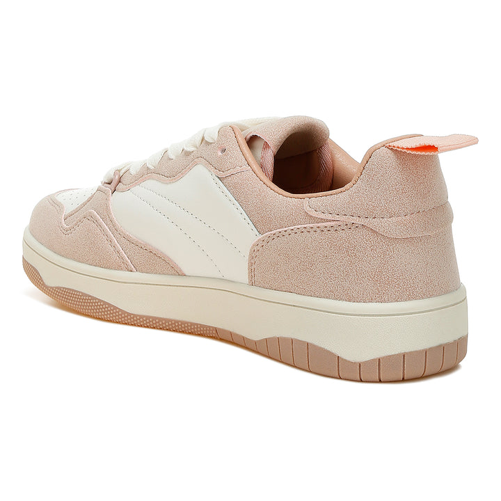 faux leather casual sneakers#color_pink