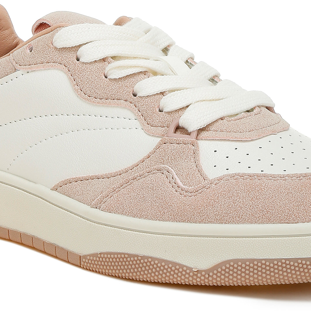 faux leather casual sneakers#color_pink