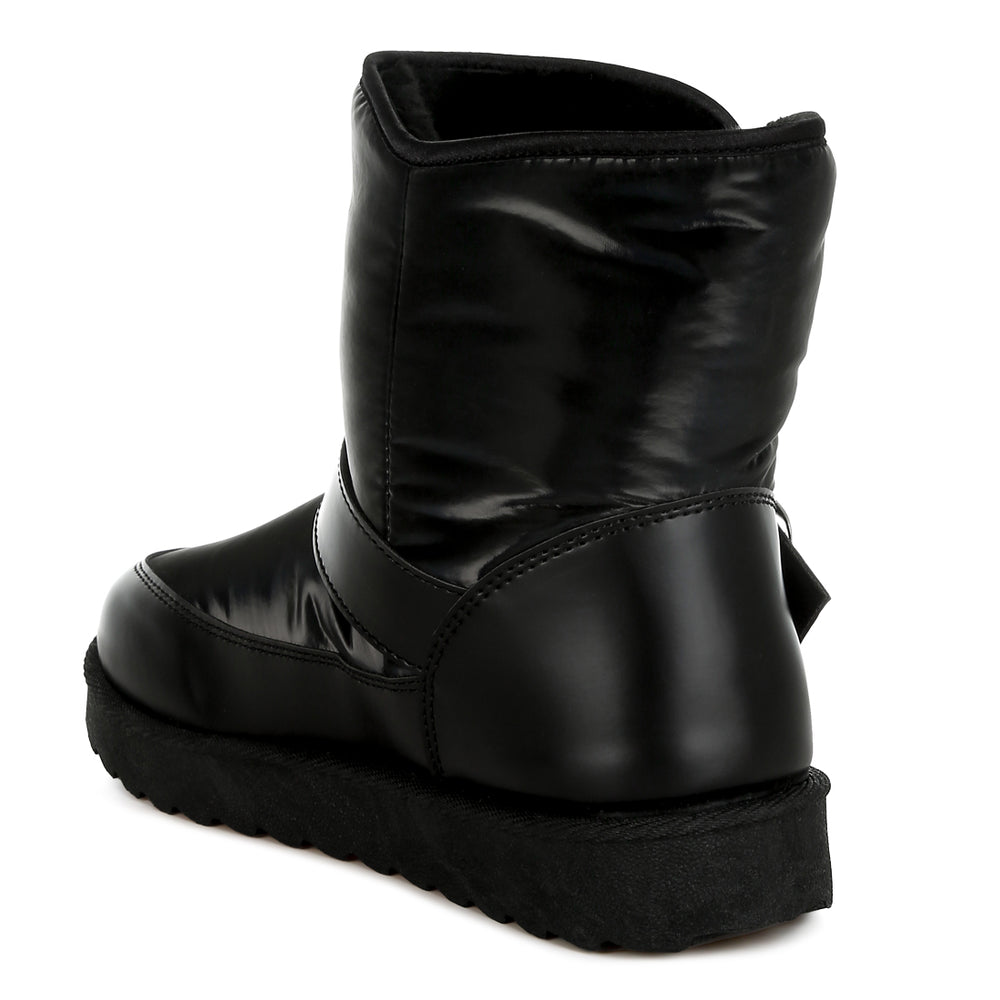 buckle strap puffy ankle boots
#color_black