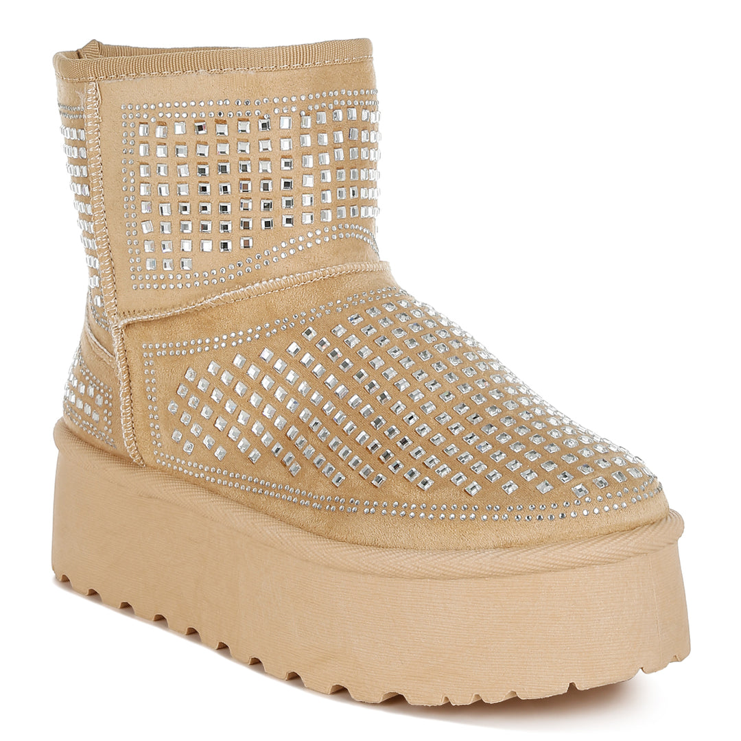 chunky rhinestones ankle boots
#color_beige