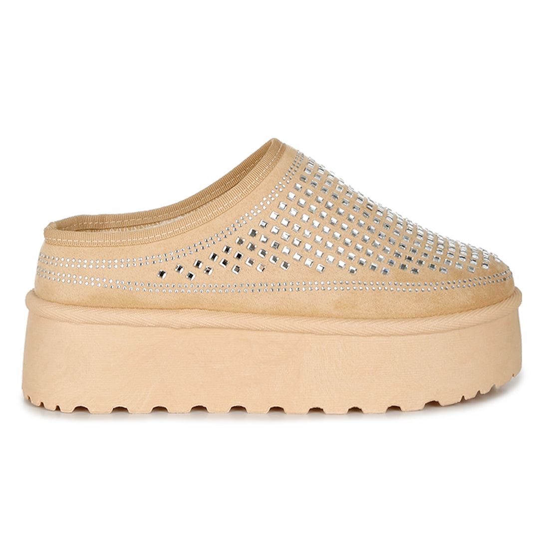 rhinestones embellished platform classic slip-on#color_beige