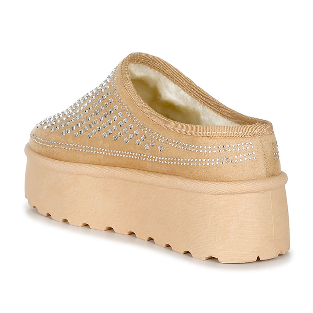 rhinestones embellished platform classic slip-on#color_beige