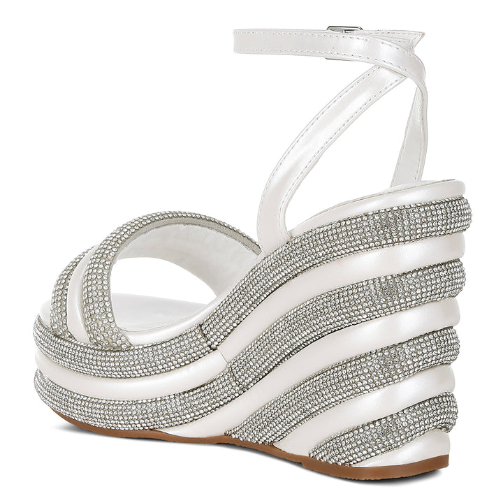 rhinestone studded wedge sandals#color_white