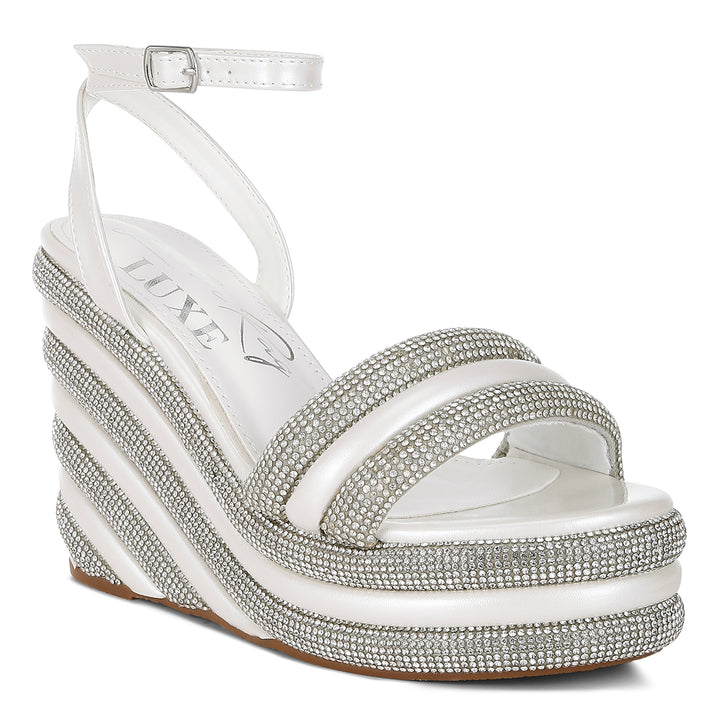 rhinestone studded wedge sandals#color_white