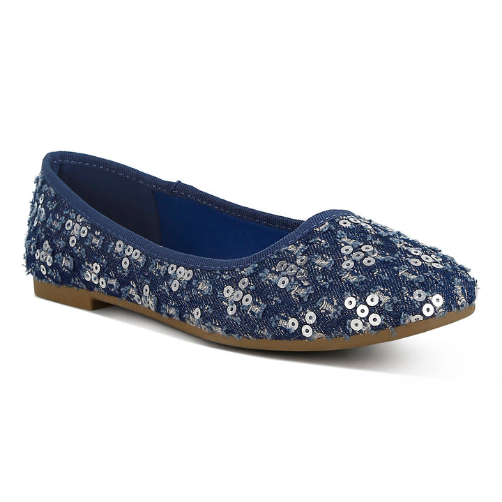 sequin ballet flats#color_blue