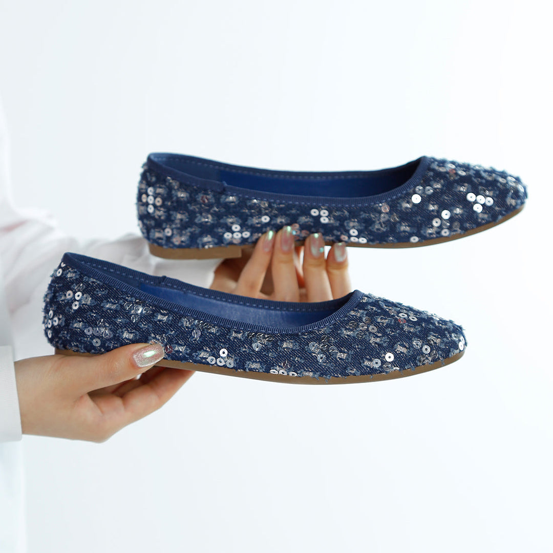 sequin ballet flats#color_blue