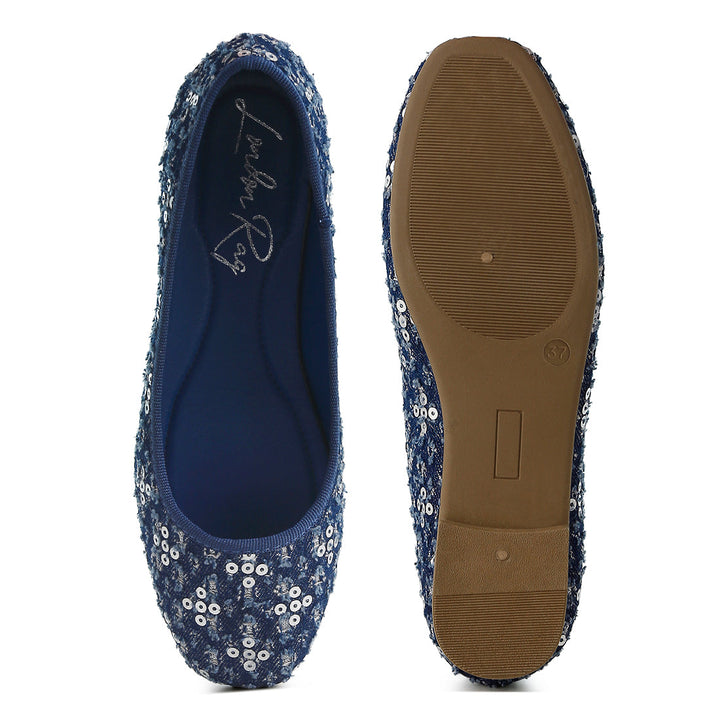 sequin ballet flats#color_blue