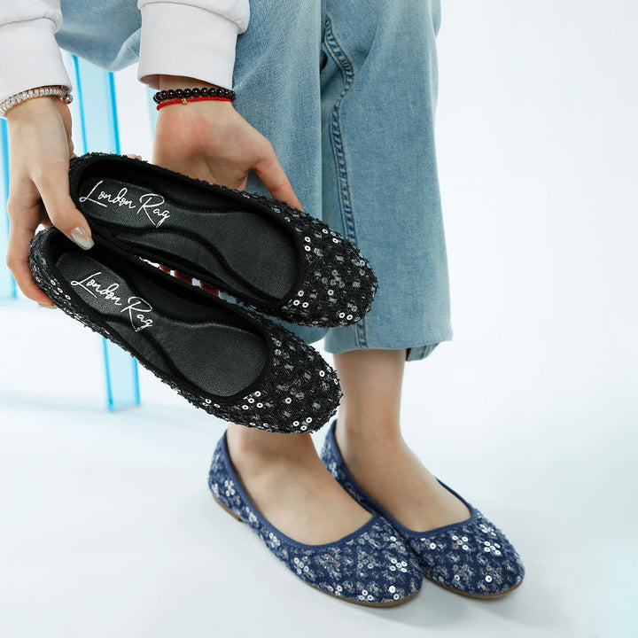 sequin ballet flats#color_blue