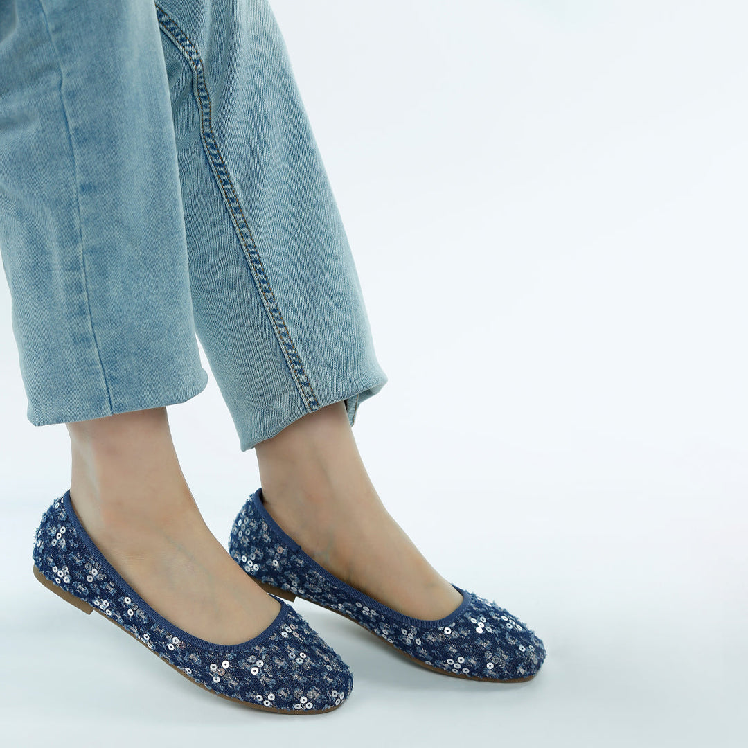 sequin ballet flats#color_blue