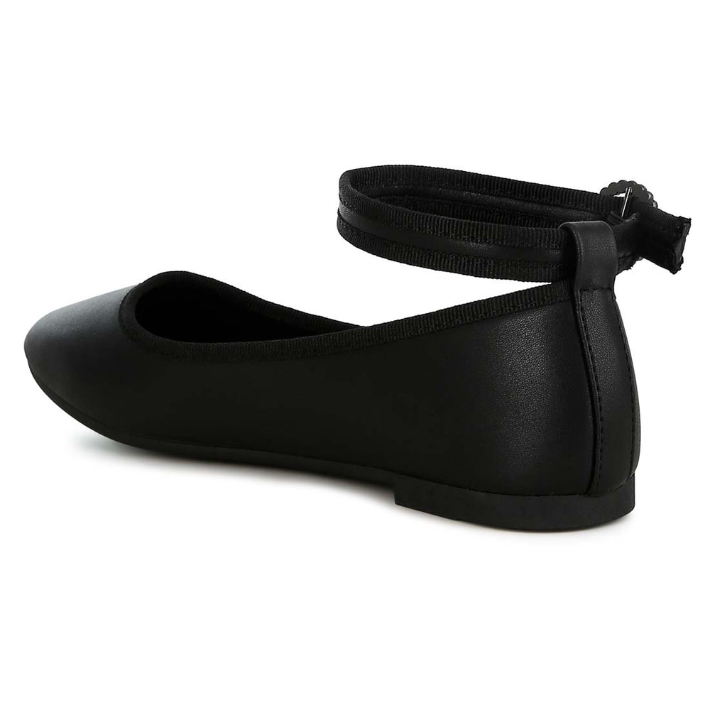 ankle strap detail ballet flats#color_black