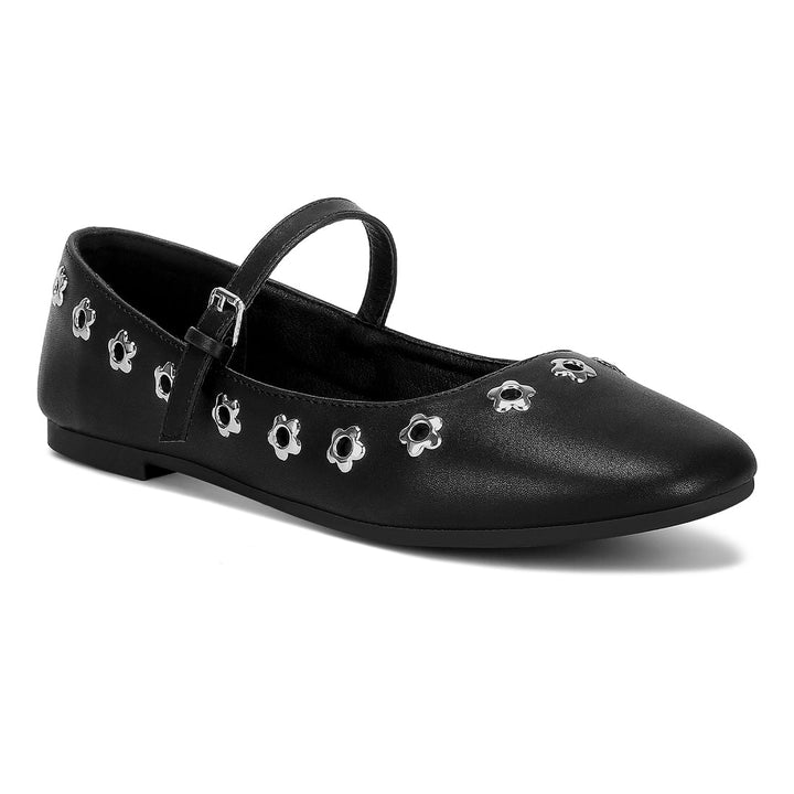 floral eyelet strapped ballerinas#color_black