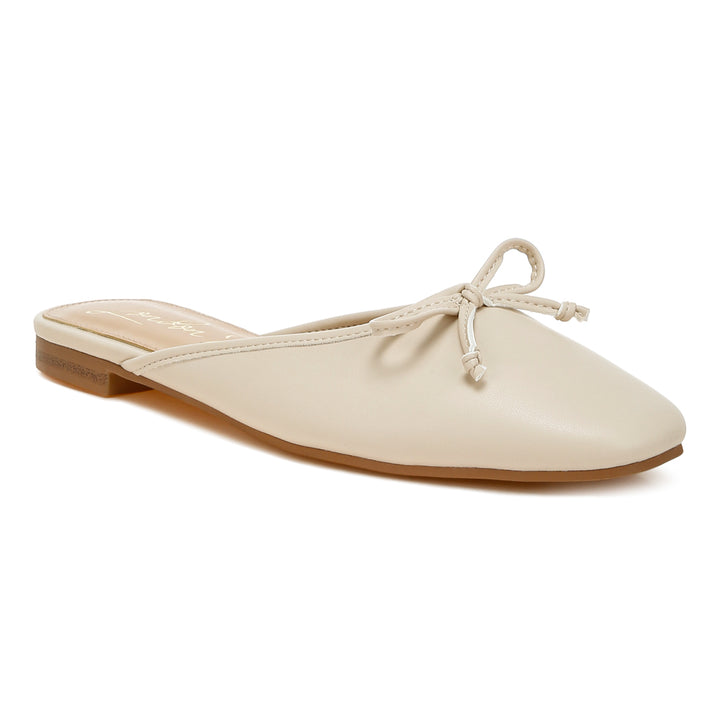 bow slip-on flat mules#color_beige